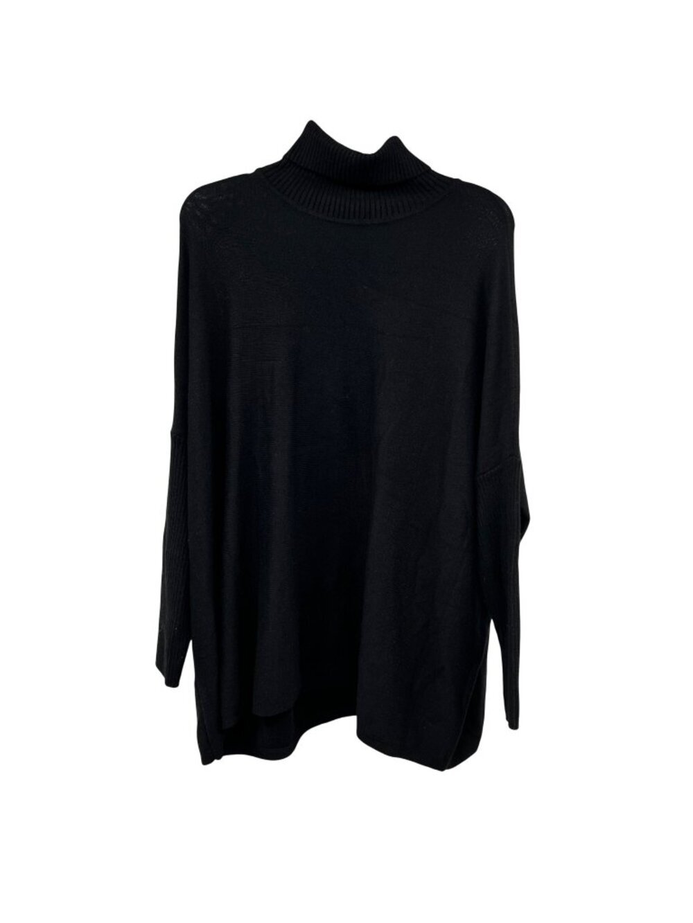 Joseph A. Womens Oversized Turtleneck Sweater Long Sleeve Black Size Medium